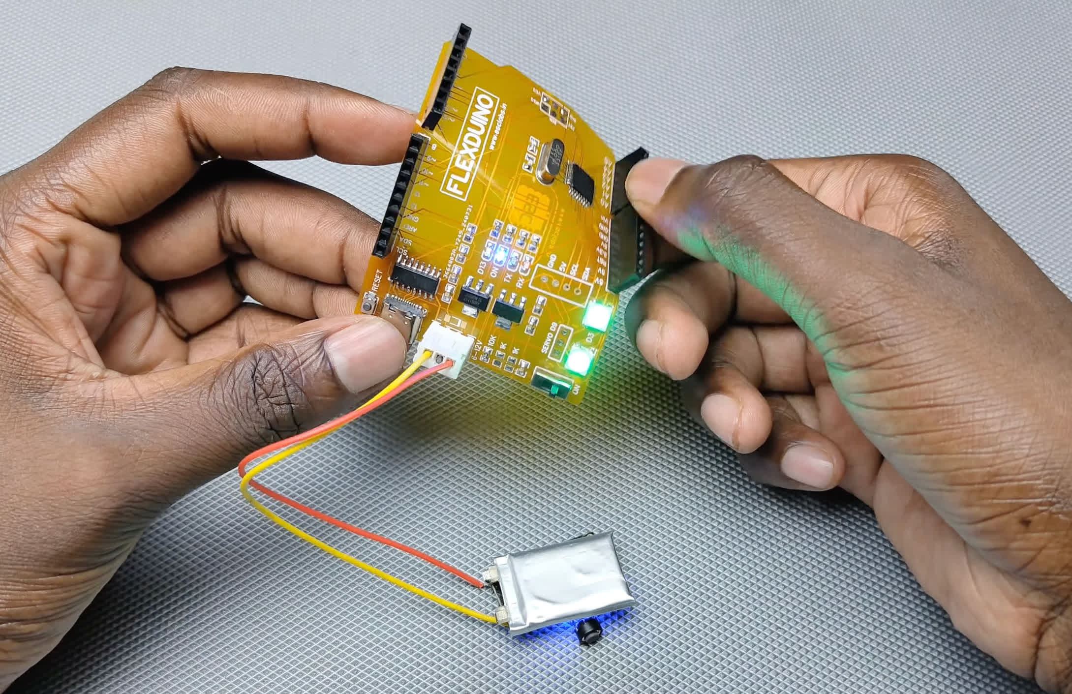 Arduino Uno gets bendable Flexduino remake, flaunting a cheery yellow hue